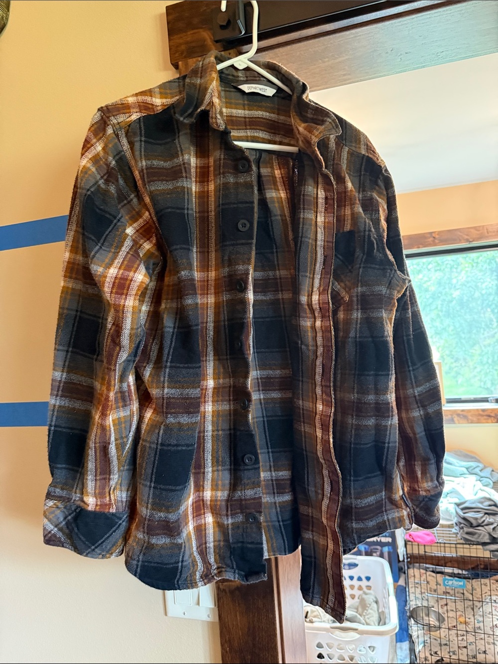 Plaid Flannel Shirt Jacket in Black and Brown